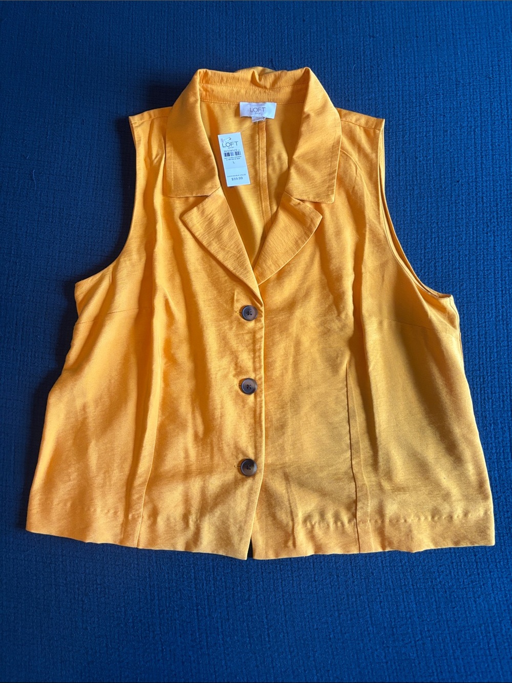 LOFT Bright Yellow Sleeveless Button-Front Tunic